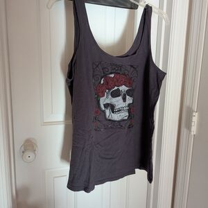 Torrid Size 00 Gray Skull Graphic Tank Top